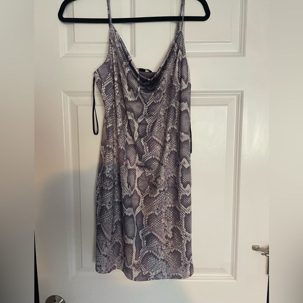Gray Snake Print Mini slip Dress